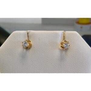 14k Yellow Gold Natural Round Diamond Earrings Approx. 3.6m Approx. 1/3 Carat